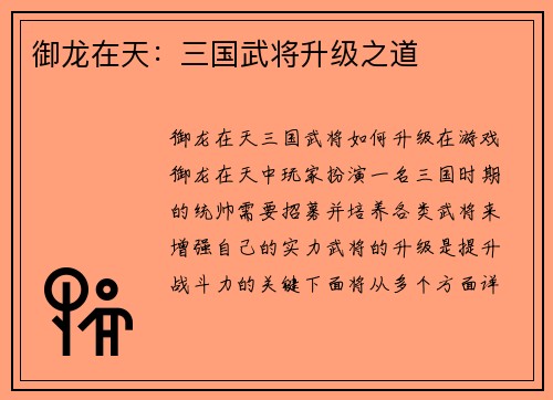 御龙在天：三国武将升级之道
